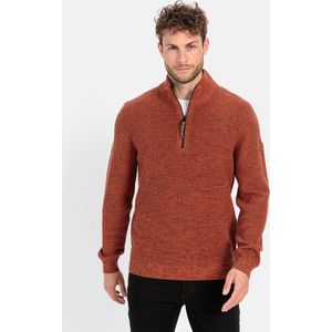 Camel Active - Gebreide Trui - Oranje - Half Zip - Wijde Fit