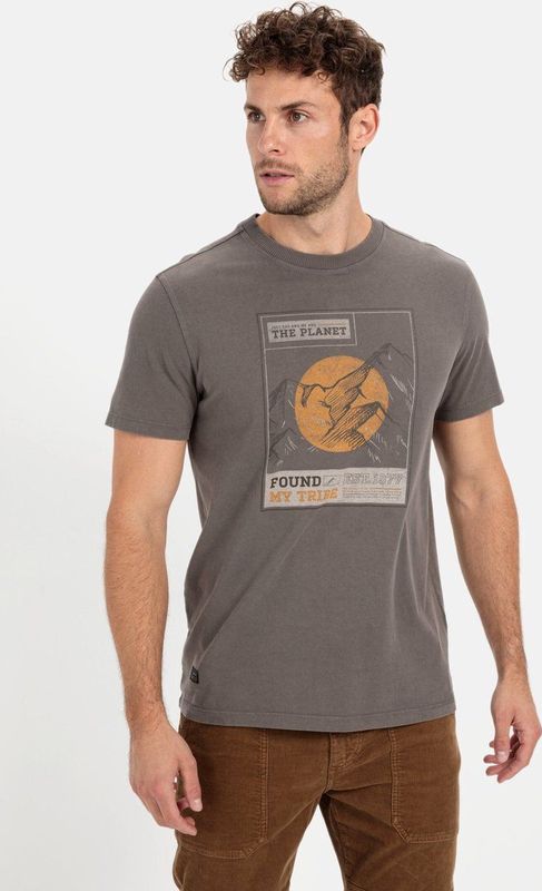 camel active - T-shirt - Grijs - Gemaakt van Duurzaam Biologisch Katoen