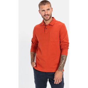 camel active - Poloshirt - Rood - Lange Mouwen - Gecertificeerd Biologisch Katoen