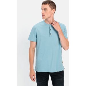 Camel Active - Henley - Poloshirt - Blauw - Biologisch Katoen