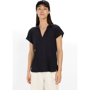 camel active T-shirt met polokraag - Maat womenswear-XS - Zwart