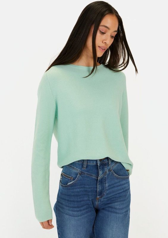 camel active Gebreide trui van puur katoen - Maat womenswear-XS - Lichtgroen