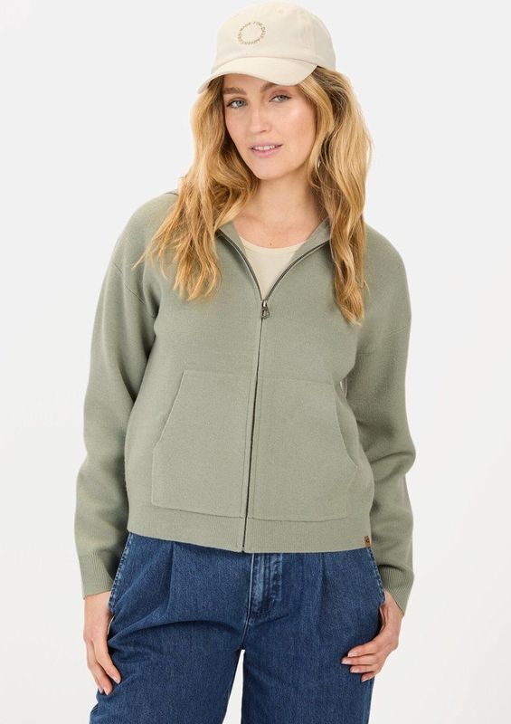 camel active - Gebreid Vest - Eucalyptus - Met Capuchon