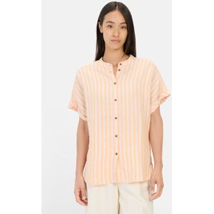 camel active - Gestreepte Blouse - Oranje - Linnen-Lyocellmix