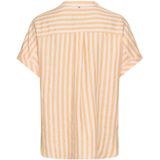 camel active - Gestreepte Blouse - Oranje - Linnen-Lyocellmix