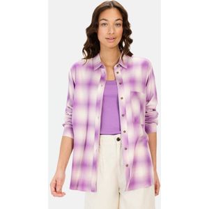 Camel Active - Geruite Blouse - Violet-Wit - Viscose