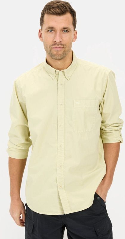 camel active - Katoenen Herenhemd - Lichtgroen - Lange Mouwen - Regular Fit