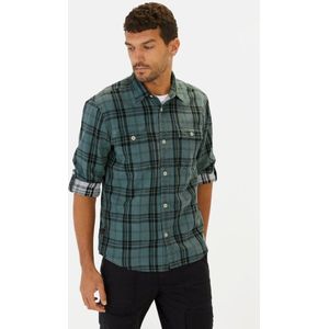 camel active Geruit hemd voor heren van puur katoen, donkergroen, S