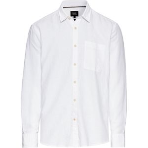 camel active Linnen overhemd met lange mouwen en soft-wash afwerking - Maat menswear-S - Wit