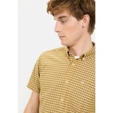 camel active Geruit overhemd met korte mouwen gemaakt van katoen - Maat menswear-4XL - Oranje