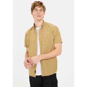 camel active Geruit overhemd met korte mouwen gemaakt van katoen - Maat menswear-L - Oranje