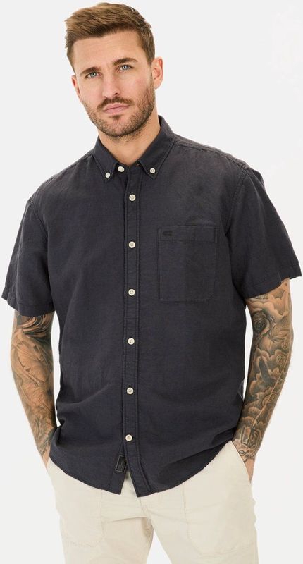 Camel Active - Casual Overhemd - Donkerblauw - Korte Mouw