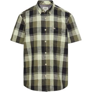camel active - Geruit Kort Mouw Shirt - Khaki - 100% Katoen
