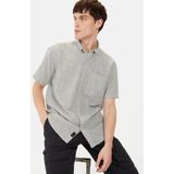 camel active - Korte Mouwen Overhemd - Grijs - Structuurpatroon