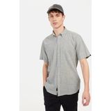 camel active - Korte Mouwen Overhemd - Grijs - Structuurpatroon