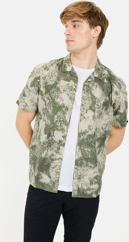 camel active - Shirt - Katoen - Khaki - Regular Fit