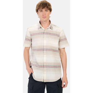 camel active - Katoenen Overhemd - Rood - Korte Mouwen - Ruitpatroon