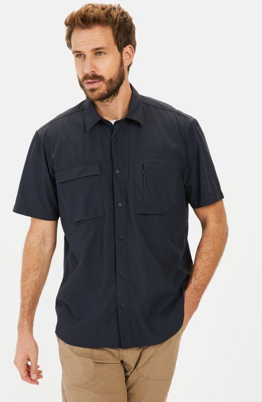 Camel Active - Kortärmelige Overhemd - Blauw - 100% Polyamide