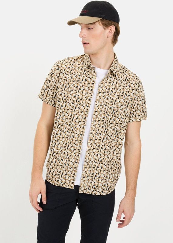 Camel Active - Overhemd - Korte Mouwen - Blauw - Regular Fit - Kent-Kraag