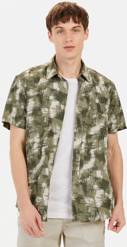 camel active - Korte Mouwen Overhemd - Groen - Regular Fit