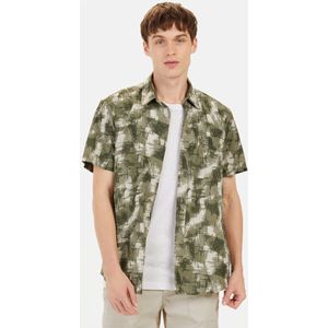 Camel Active - Overhemd - Korte Mouwen - Blauw - Regular Fit - Kent-Kraag