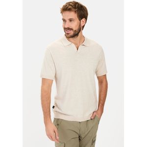 Camel Active - Katoen Linnen Poloshirt - Beige - Katoen/Linnen