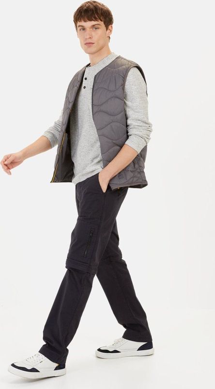 Camel Active - Henley - T-shirt - Grijs - Katoen-Linnenmix