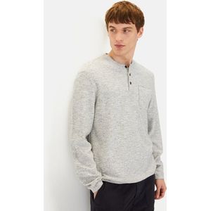 Camel Active - Henley - T-shirt - Grijs - Katoen-Linnenmix