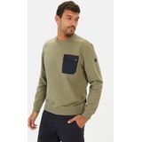 Sweater - Katoenmix - Relaxte Pasvorm - Contrasterende Borstzak