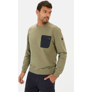 Sweater - Katoenmix - Relaxte Pasvorm - Contrasterende Borstzak