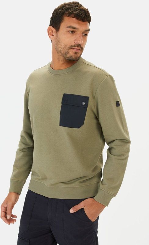 Sweater - Katoenmix - Relaxte Pasvorm - Contrasterende Borstzak