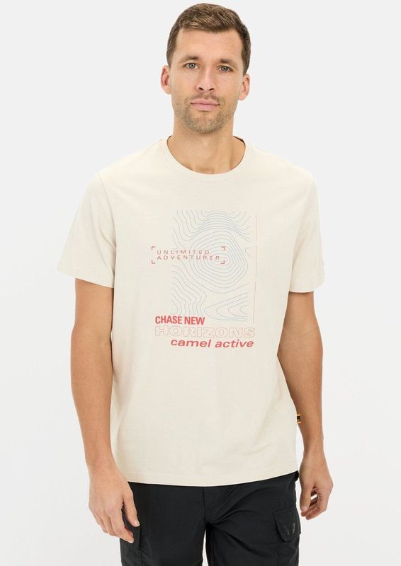 Camel Active - T-Shirt - Beige - Biologisch Katoen