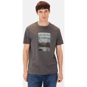 camel active - T-shirt - Grijs - Biologisch Katoen