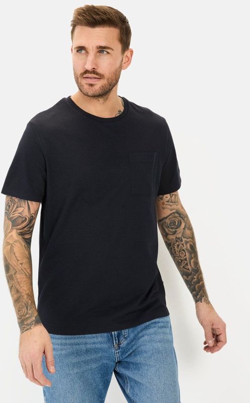 camel active - T-Shirt - Donker Blauw - Met Borstzak