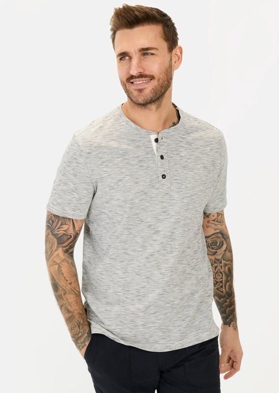 camel active - Henley - T-shirt - Beige - 100% Katoen