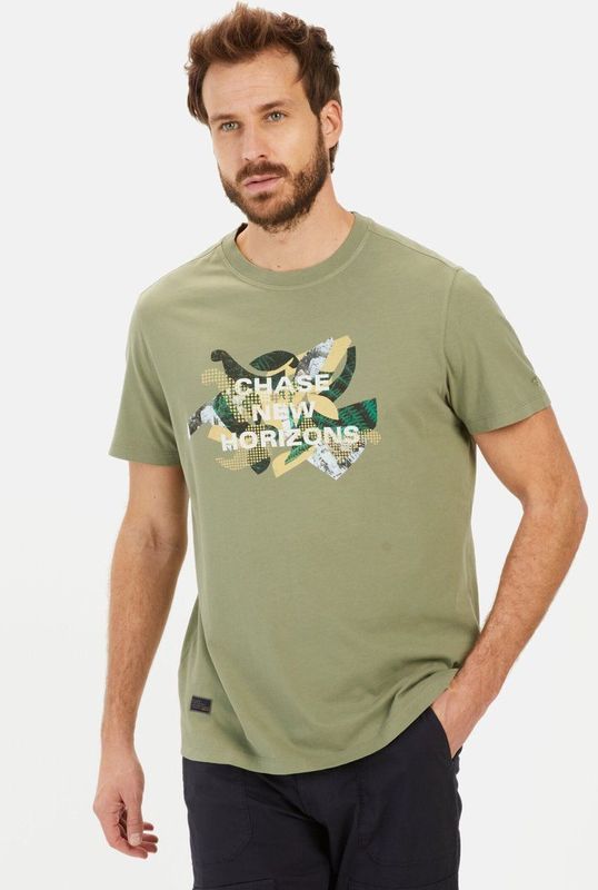 camel active T-shirt met print van duurzame organic cotton - Maat menswear-S - donkergroen