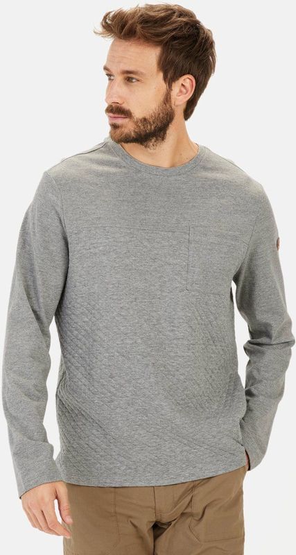 camel active - Longsleeve Shirt - Grijs - Gewatteerd Patroon