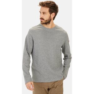 camel active - Longsleeve Shirt - Grijs - Katoen-Polyester Mix - Gewatteerd Patroon