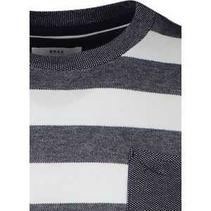 Brax - T-shirt - Donkerblauw - Katoen - Gestreept