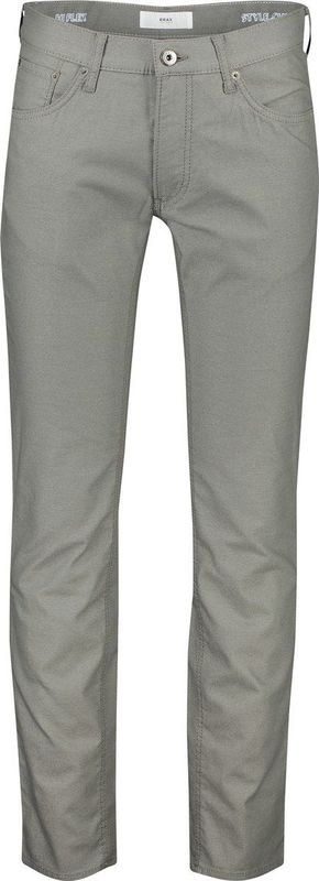 Brax - Groene Bedrukte Slim-Fit Broek - Grijs - Katoen