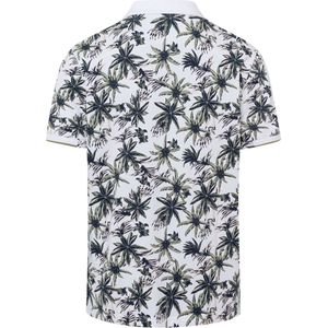 Brax - Poloshirt - Wit - Katoen/Elastaan - Moderne Print Palmbomen