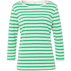 Brax Dames Style Colletta Interlock Light Striped Shirt met lange mouwen, apple green, 40