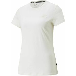 Pumavoor vrouwen. 84833199 T-shirt Ess+ Borduurwerk wit (S), Casual, Katoen, Korte mouwen