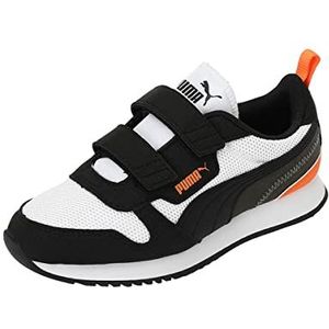 PUMA R78 V PS Sneaker, Wit-Zwart-Levendige Oranje, 12 UK Kind