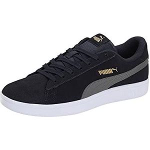 PUMA Unisex Smash V2 Sneaker, NEWNAVY-Castlerock-Gold, 4 UK