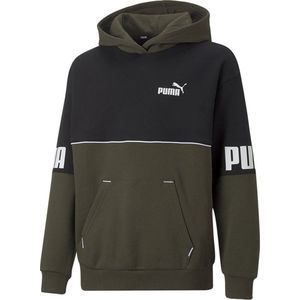 Puma - Power Colorblock Fl Sweatshirt - Groen - Katoen/Polyester - Gerecycled Materiaal