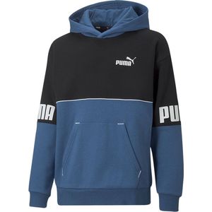 Puma - Power Colorblock Fl Sweatshirt - Blauw - Gerecycled Fleece
