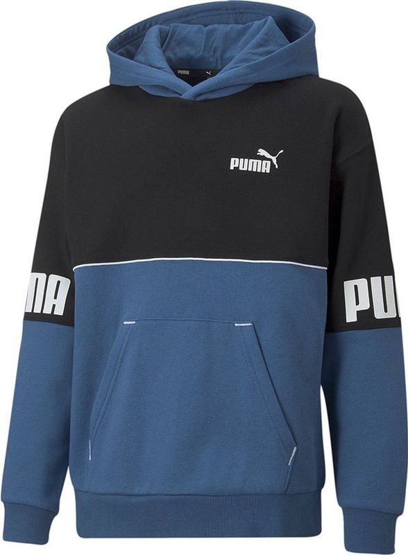 Puma - Power Colorblock Fl Sweatshirt - Blauw - Gerecycled Fleece