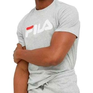 Fila - Lichtgrijs Melange - Crew Neck T-Shirt - Heren - Katoen