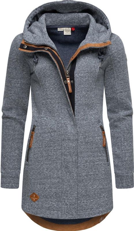 Ragwear Letty Intl. XS-6XL Lichte sweat-overgangsjas voor dames, lang, winddicht, met capuchon, Blue22, XXL